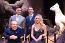 L-R Warwick Davis, James Phelps, Oliver Phelps and Evanna Lynch who play Professor Flitwick, the Weasley Twins and Luna Lovegood in the Harry Potter film series. Photo: David Parry