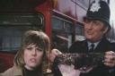 Wendy Richard on location for On the Buses on Manor Road in Borehamwood