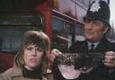 Wendy Richard on location for On the Buses on Manor Road in Borehamwood