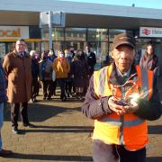 Siggy Cragwell receives his second lifetime achievement award at Elstree & Borehamwood station. Credit: Thameslink