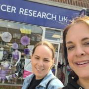 Slimming World local branch members Hannah Harman, right, and Marie Angus outside the Cancer Research UK shop in Borehamwood