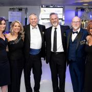 left to right: Sarah Laster (chief executive of Comfort Cases UK), Katie Icklow (chief operations officer), Rob Scheer (founder Comfort Cases), Richard Adler (Head of Trustees), Reece Scheer (founder), Jackie Commissar (founding trustee) at the event on