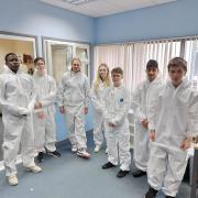 Work experience students during a forensics session with Hertfordshire Constabulary.