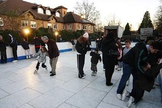 Children enjoy skating outside All Saints Church