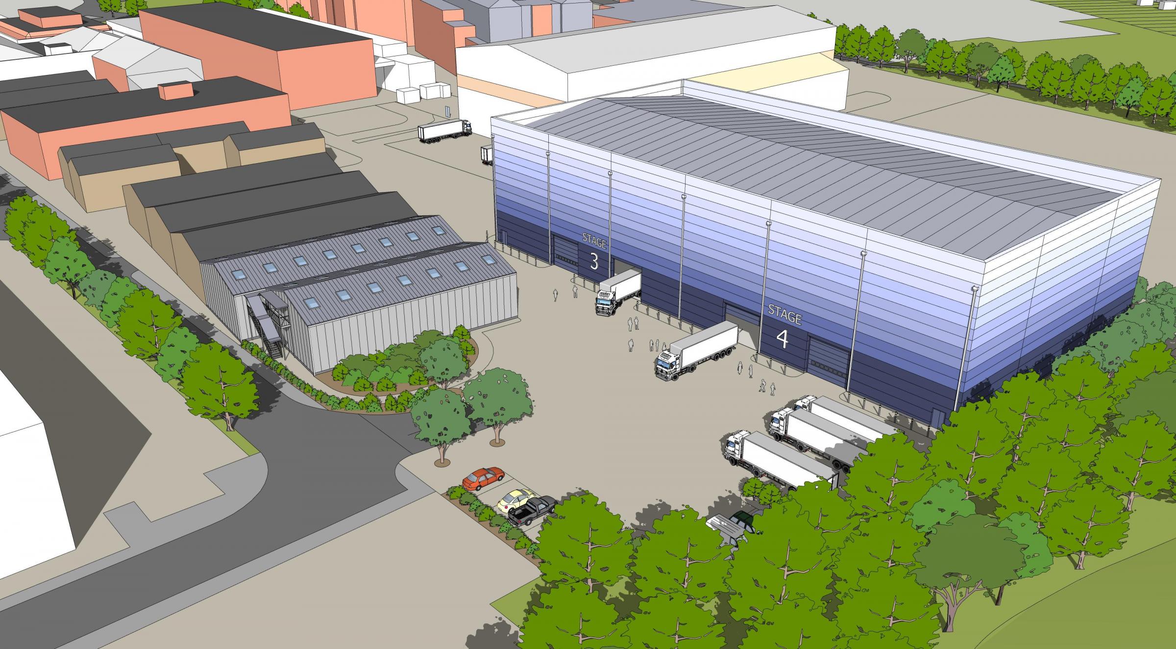 Two new stages will be built at Elstree Studios (artists impression). Credit: Hertsmere Borough Council