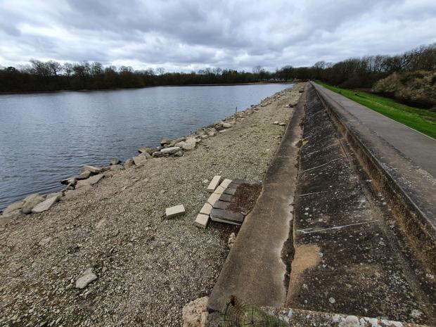 Borehamwood Times: This dam wall is said to be a cause of concern for the reservoir's private owners.