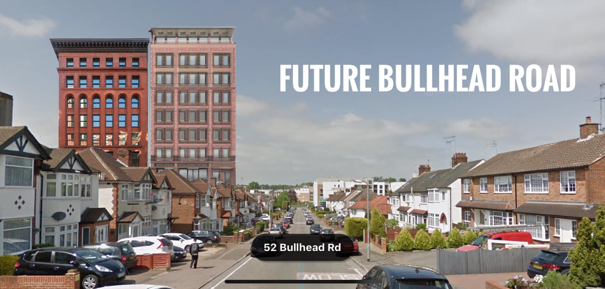 Bullhead Road Action Group created their own CGI showcasing how they think the flats would look (by size) looking from Bullhead Road