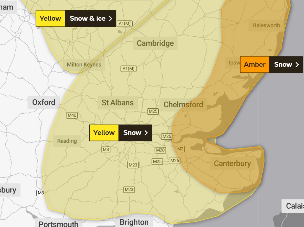 The Met Office has issued an amber warning for Sunday. Photo: Met Office