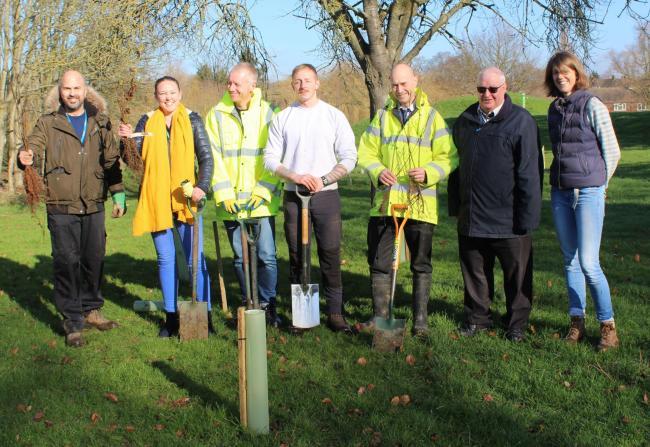 A tree planting event by Hertsmere Borough Council in Aberford Park. Photo taken pre-Covid