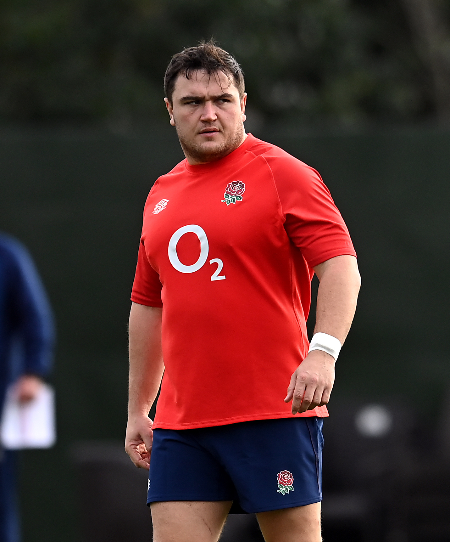 Englands Jamie George during a training session. Credit: PA