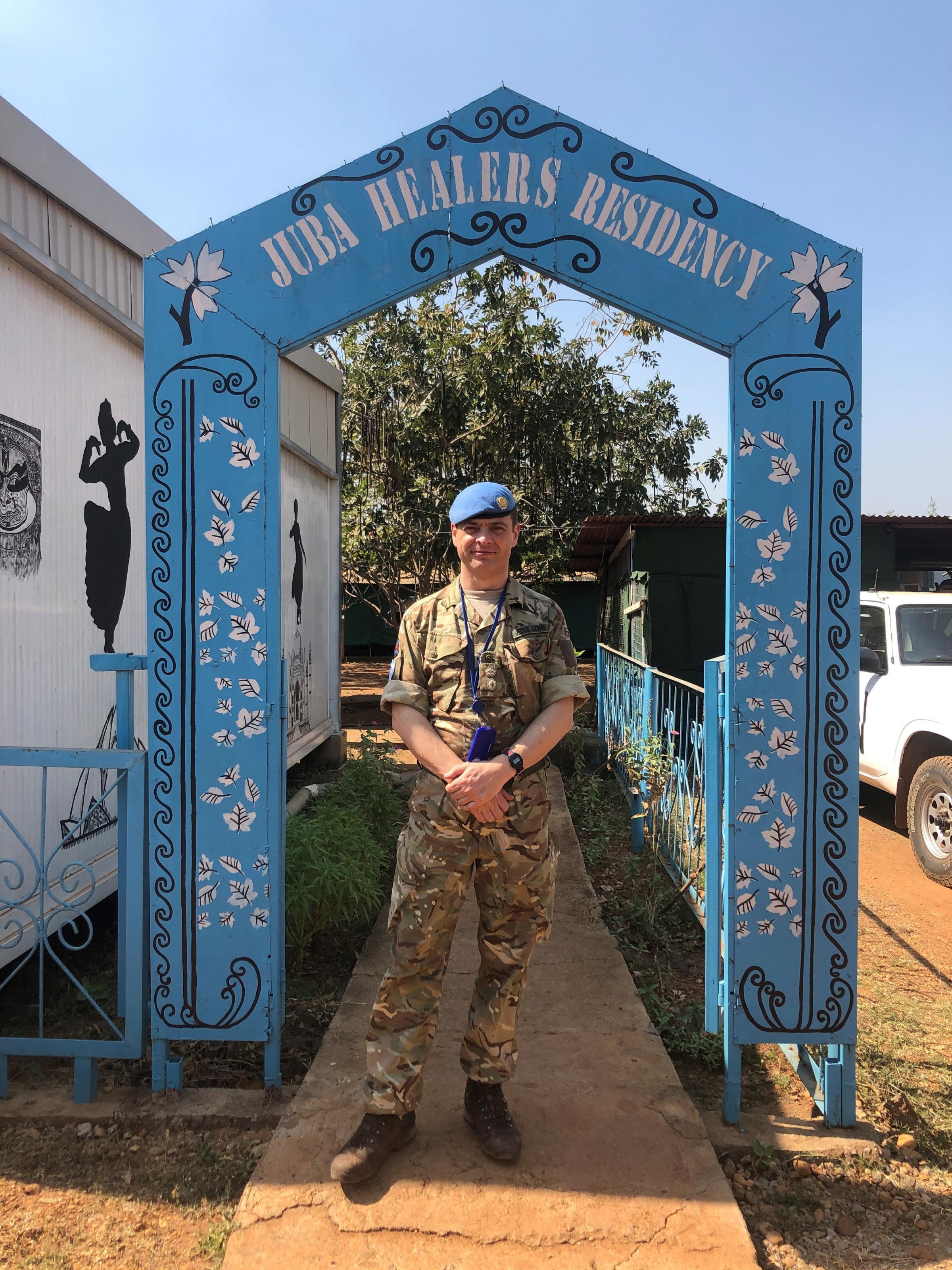 Lieutenant Colonel Jedge Lewin at the Officers Mess in Juba, South Sudan