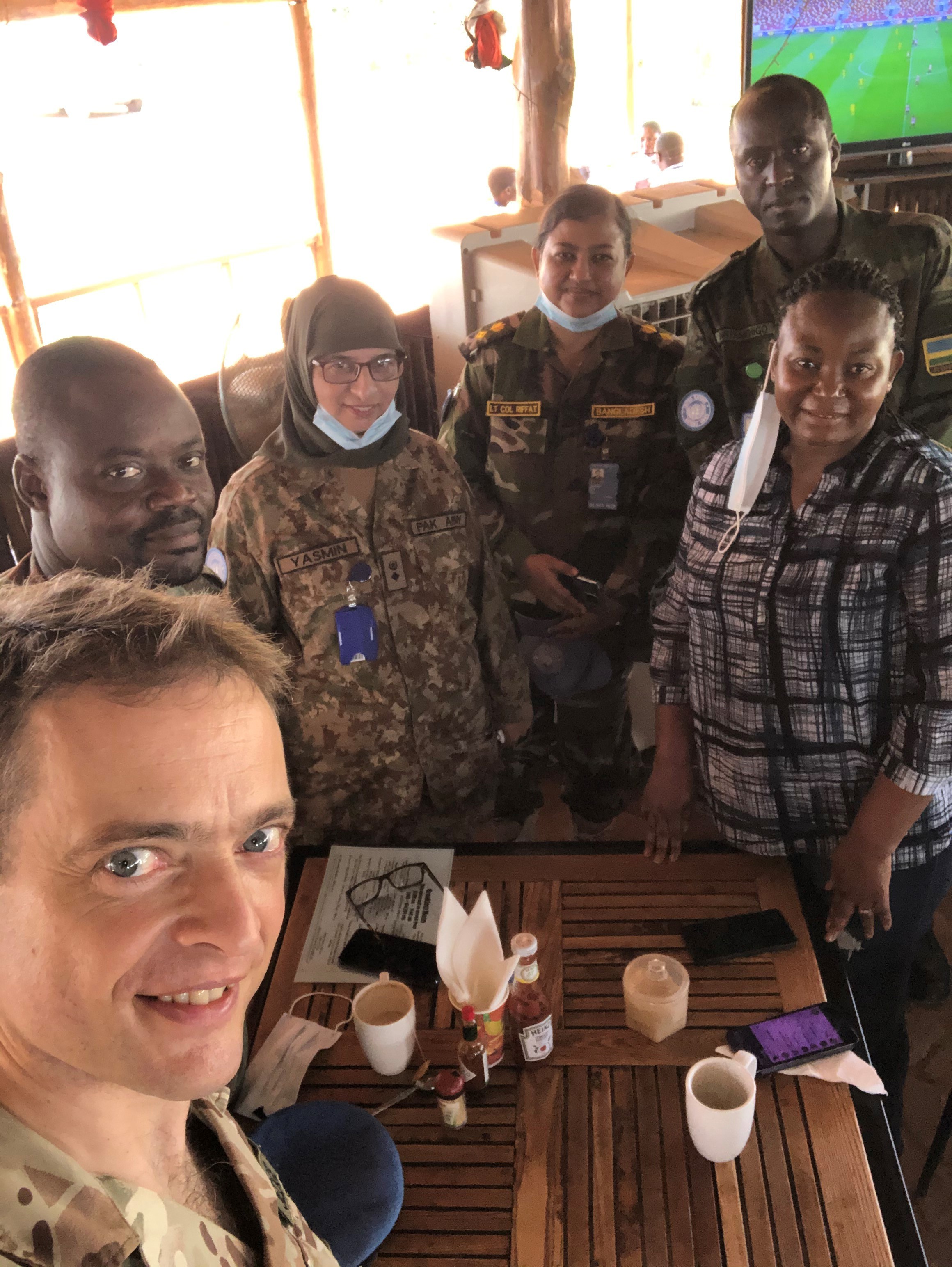 Medical Team Lieutenant Colonel Jedge Lewin, Captain Fassinou, Lieutenant Colonel Yasmin Bhatti, Lieutenant Colonel Riffat, Major Nkeramihigo, Major Gyamera