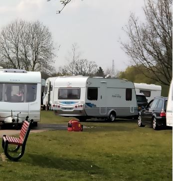 The caravans parked in Aberford Park this week