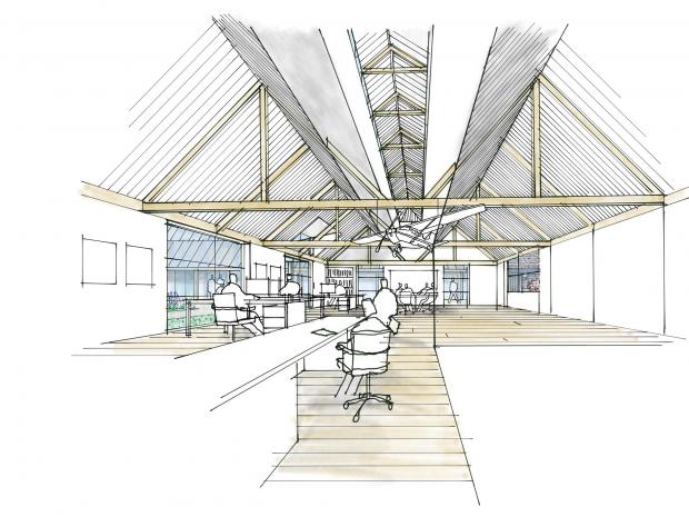 Borehamwood Times: CGI showing new 'sustainable' workspace at Home Farm Hub