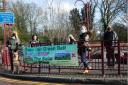 Campaigners fighting the solar farm put up a banner in Radlett. Credit: Lynn Margolis