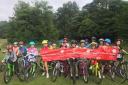 Some of the pupils at Edge Grove who took part in the sponsored cycling event