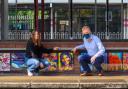 Artist Annabelle Shields,14, at the launch event at Radlett station pictured with Hertsmere MP Oliver Dowden. Credit: Thameslink/Peter Alvey
