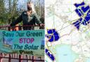 A decision to refuse a solar farm on green belt land in Hertsmere has been appealed. Pictured is campaigner Sharon Woolf and the land earmarked for the solar panels