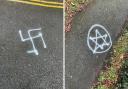 This graffiti was discovered in Red Road in Borehamwood this morning (December 15). Credit: Hertsmere Labour Party