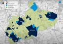 How areas of Hertsmere could have been expanded (in dark blue) in the local plan that has been 'shelved'. Image: Hertsmere Borough Council