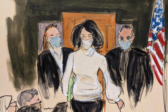 Ghislaine Maxwell enters the courtroom