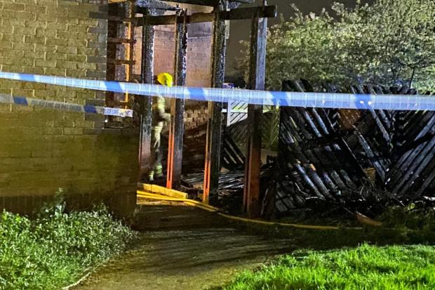 A police cordon at the scene of the bin shed fire in Borehamwood on Saturday evening. Credit: Cllr Michelle Vince