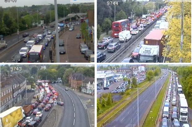 Borehamwood Times: Some of the traffic on the A1 and A41 approaching Apex Corner this week. Credit: Transport for London