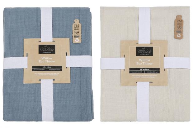 Borehamwood Times: Willow Eco Throw in Blue (left) and (right) Natural (The Range/Canva)