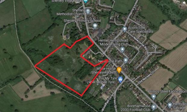 Borehamwood Times: A rough outline of the land identified by Cala Homes to build on. Credit: Google Maps