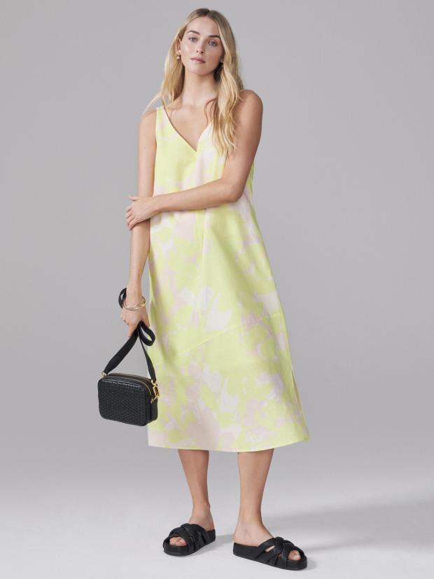 Borehamwood Times: Linen Rich Floral V-Neck Midi Slip Dress. Credit: M&S