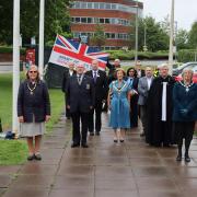 A ceremony outside the civic offices in Borehamwood on Monday