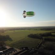 A blimp over green belt in Hertsmere that reads 'save our green belt'. Credit: Save Radlett Campaign Group