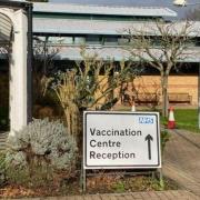 A sign outside the vaccination centre at Allum Hall. Credit: Bob Redman