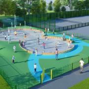 An updated CGI of the splash park in Meadow Park in Borehamwood. Credit: Hertsmere Borough Council
