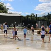 Children enjoying the new splash park facility at Meadow Park in Borehamwood. Credit: Hertsmere Borough Council