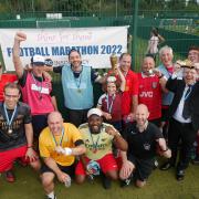 Some of the participants of the Shine for Shani Football Marathon including Rabbi of Borehamwood and Elstree Synagogue, Alex Chapper