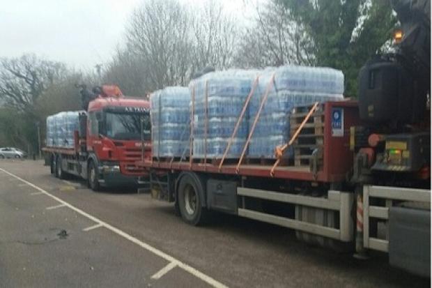 Bottled water was delivered to the Chickenshed Theatre in Southgate to help those who needed it